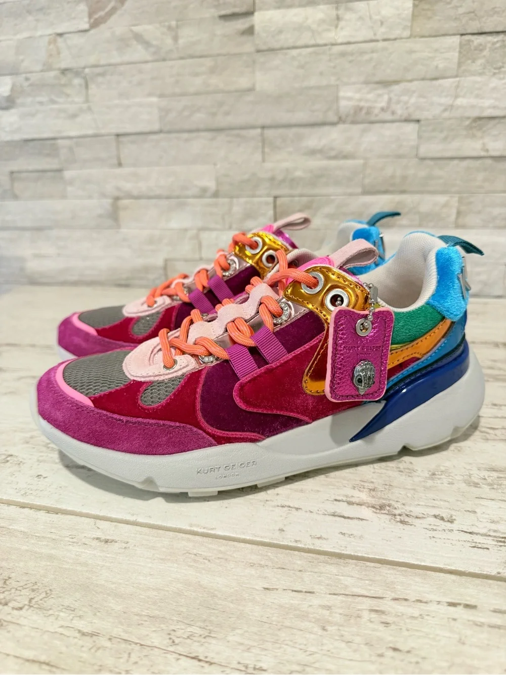 KURT GEIGER LONDON Suede Kurt Runner Sneakers Women’s SZ 37EU-7 US RAINBOW New